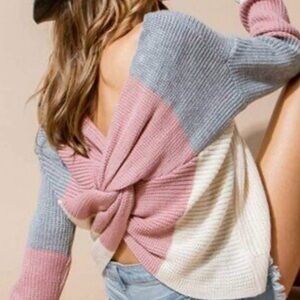 Colorblock Twist Knit Sweater